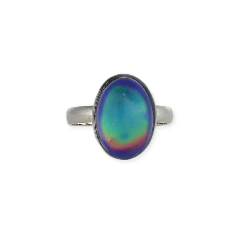 Adjustable Silver Oval Mood Ring Brand New Halloween Costume Jewelry - Picture 2 of 2